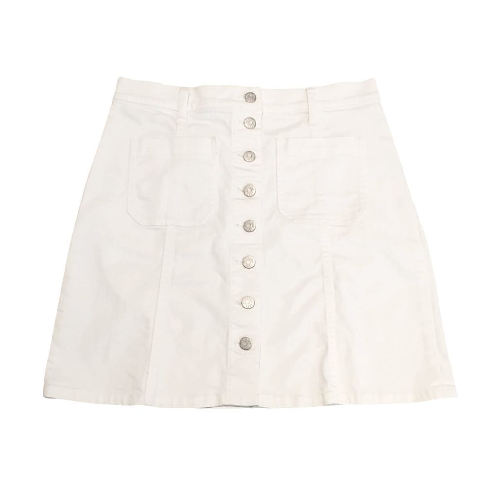 Madewell A-Line Button Front Denim Mini Skirt High Waist White Womens Size 29
